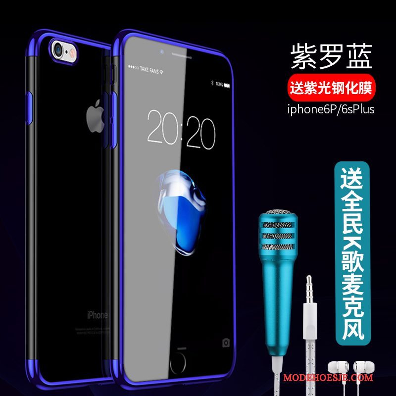 Hoesje iPhone 6/6s Plus Bescherming Doorzichtigtelefoon, Hoes iPhone 6/6s Plus Zacht Blauw Trend