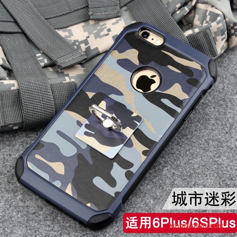 Hoesje iPhone 6/6s Plus Bescherming Ringtelefoon, Hoes iPhone 6/6s Plus Ondersteuning Blauw Camouflage