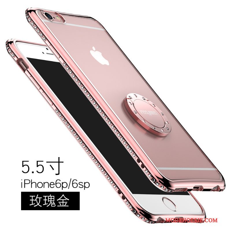 Hoesje iPhone 6/6s Plus Bescherming Roze Doorzichtig, Hoes iPhone 6/6s Plus Zacht Anti-falltelefoon