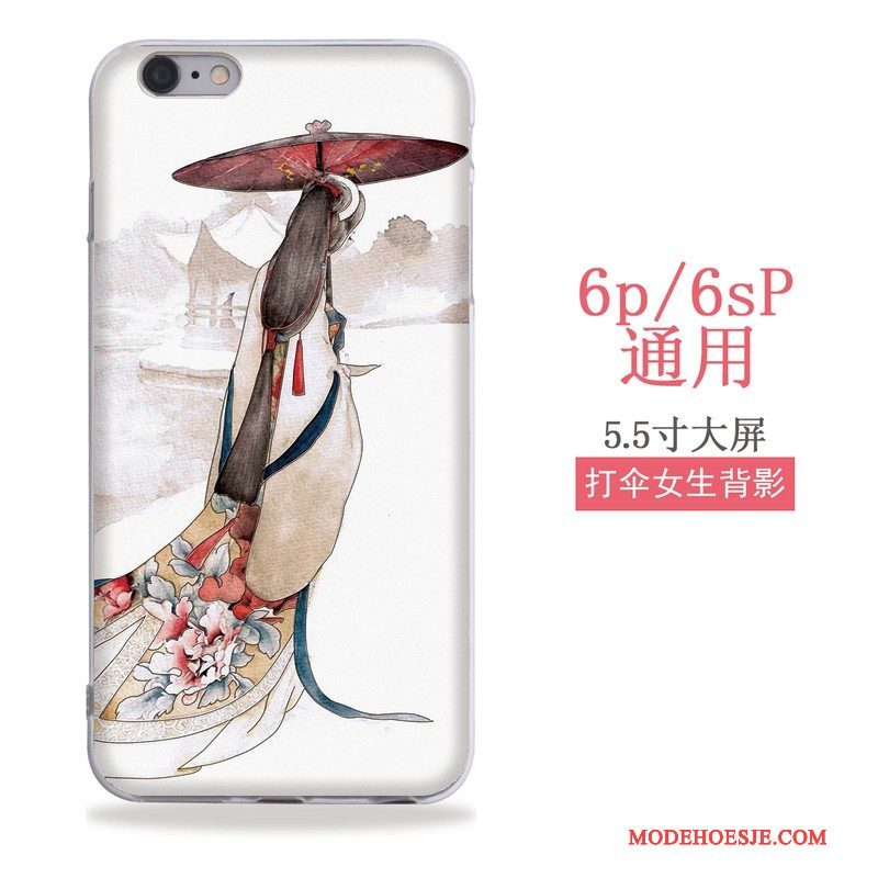 Hoesje iPhone 6/6s Plus Kleur Kunst Chinese Stijl, Hoes iPhone 6/6s Plus Reliëf Hanger Wind