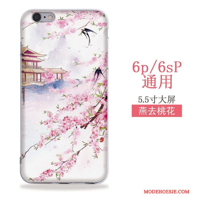 Hoesje iPhone 6/6s Plus Kleur Kunst Chinese Stijl, Hoes iPhone 6/6s Plus Reliëf Hanger Wind