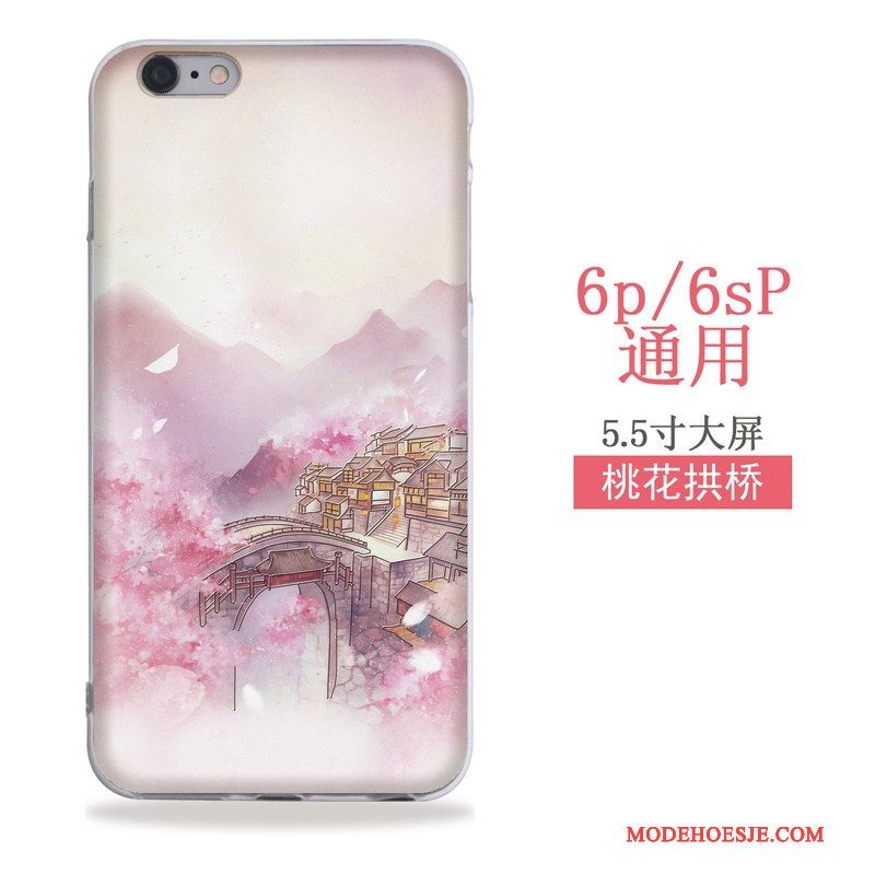 Hoesje iPhone 6/6s Plus Kleur Kunst Chinese Stijl, Hoes iPhone 6/6s Plus Reliëf Hanger Wind