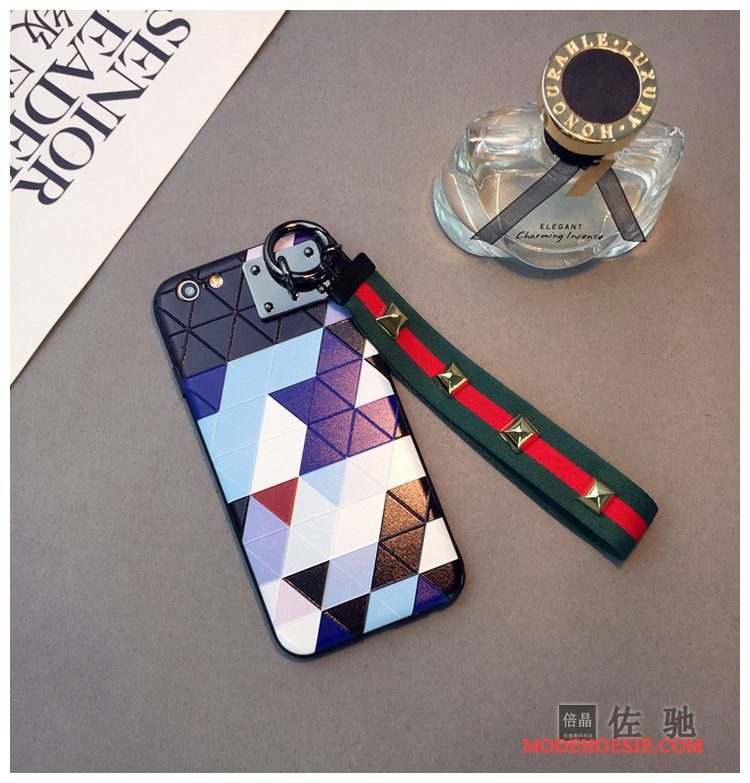 Hoesje iPhone 6/6s Plus Kleur Ruit Lovers, Hoes iPhone 6/6s Plus Reliëf Hangertelefoon