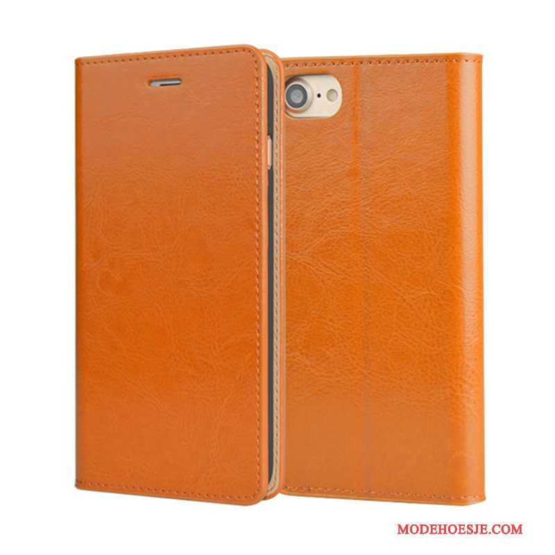 Hoesje iPhone 6/6s Plus Leer Anti-fall Kwaliteit, Hoes iPhone 6/6s Plus Folio Oranjetelefoon