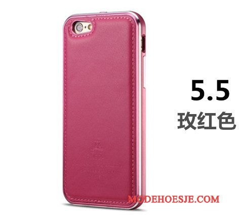 Hoesje iPhone 6/6s Plus Leer Telefoon Bedrijf, Hoes iPhone 6/6s Plus Metaal Zwart