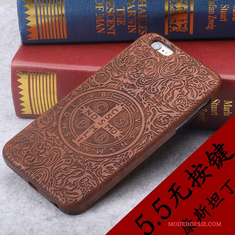 Hoesje iPhone 6/6s Plus Luxe Nieuw Massief Hout, Hoes iPhone 6/6s Plus Hout Telefoon Persoonlijk