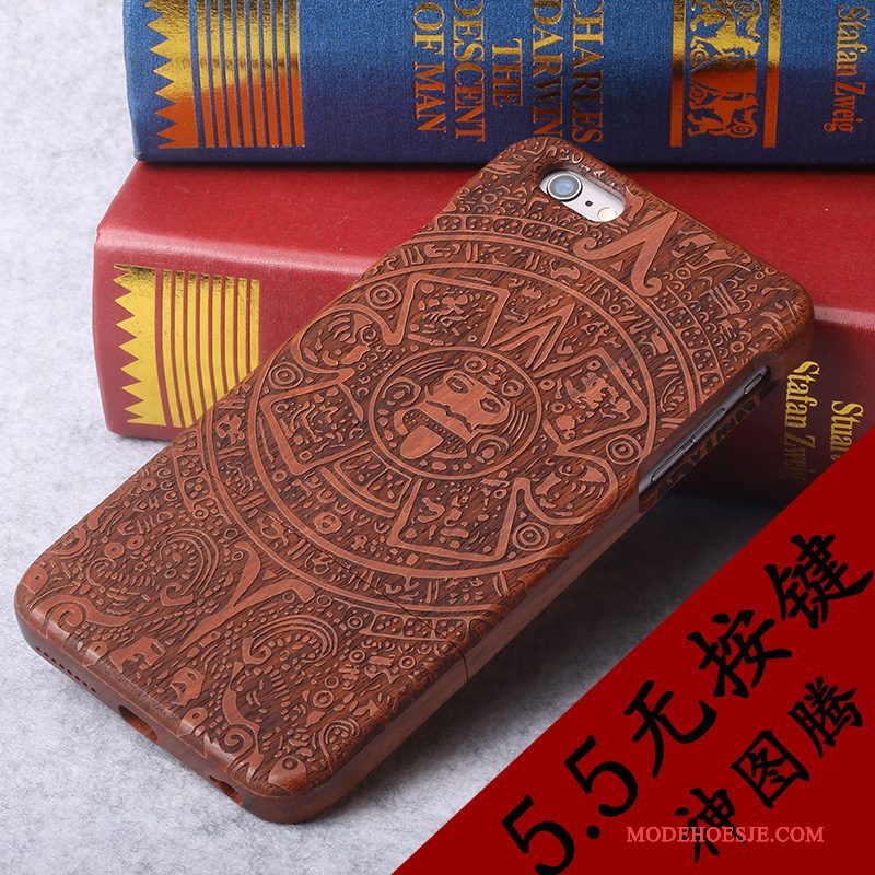 Hoesje iPhone 6/6s Plus Luxe Nieuw Massief Hout, Hoes iPhone 6/6s Plus Hout Telefoon Persoonlijk