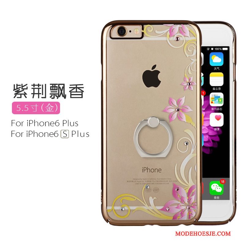 Hoesje iPhone 6/6s Plus Reliëf Goud Klittenband, Hoes iPhone 6/6s Plus Strass Dun Hard