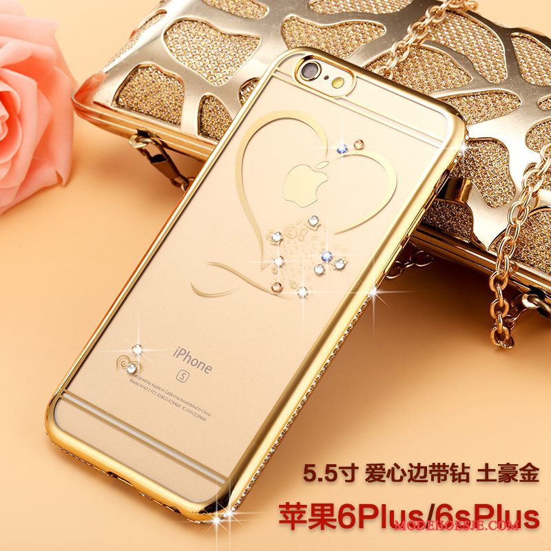 Hoesje iPhone 6/6s Plus Siliconen Doorzichtig Trendy Merk, Hoes iPhone 6/6s Plus Zacht Anti-fall Goud