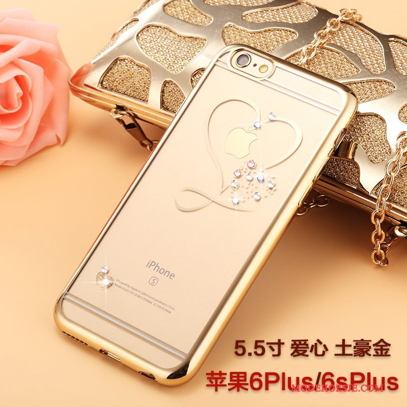 Hoesje iPhone 6/6s Plus Siliconen Doorzichtig Trendy Merk, Hoes iPhone 6/6s Plus Zacht Anti-fall Goud