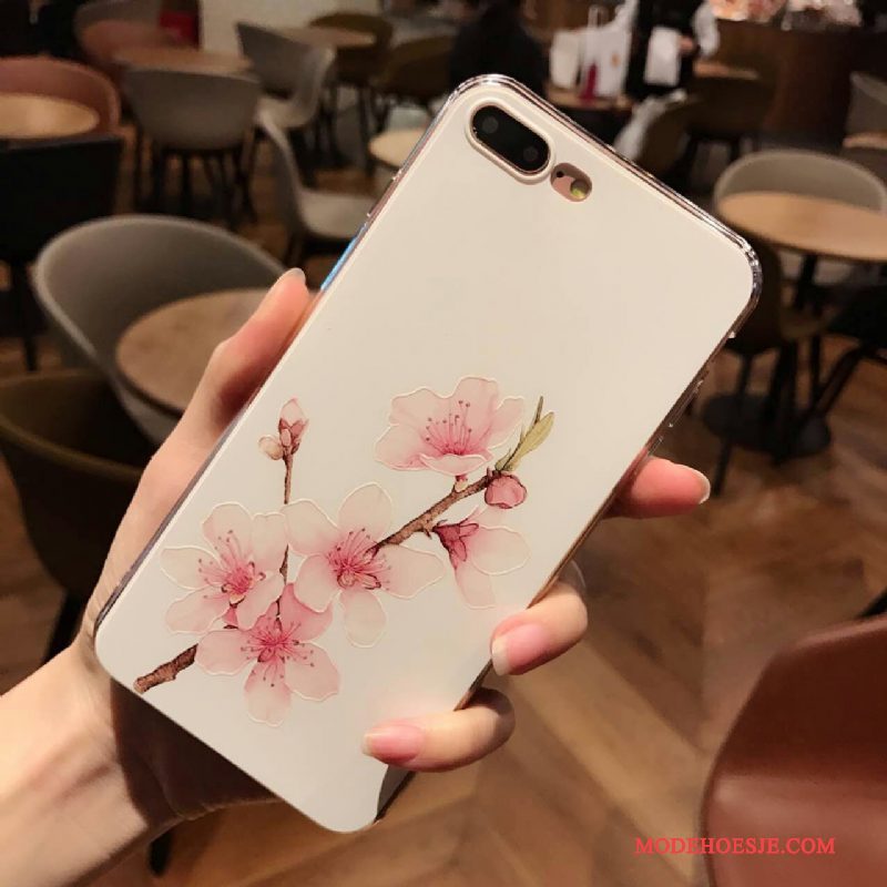 Hoesje iPhone 6/6s Plus Siliconen Purper Anti-fall, Hoes iPhone 6/6s Plus Vintage Bloementelefoon