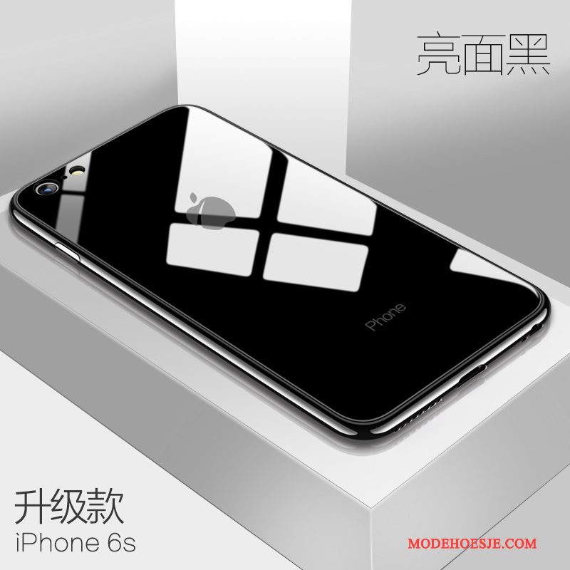 Hoesje iPhone 6/6s Plus Siliconen Wittelefoon, Hoes iPhone 6/6s Plus Zwart Glas