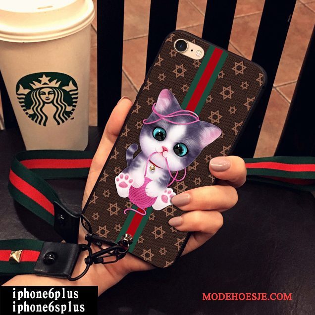 Hoesje iPhone 6/6s Plus Spotprent Kat Hanger, Hoes iPhone 6/6s Plus Siliconen Mooietelefoon