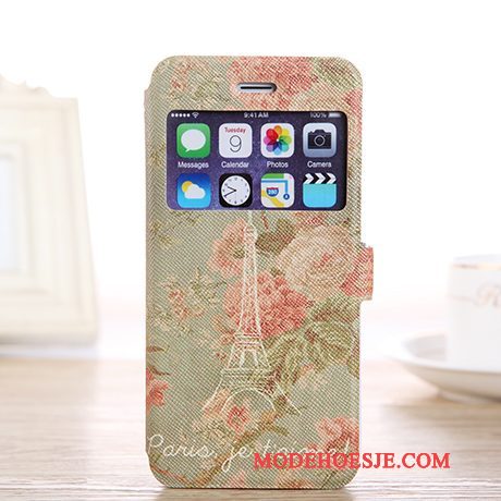 Hoesje iPhone 6/6s Plus Spotprent Open Het Venster Groen, Hoes iPhone 6/6s Plus Folio Mooie