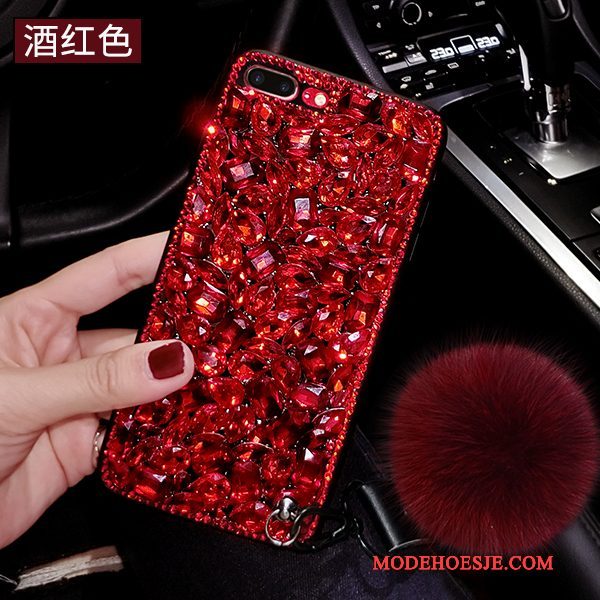 Hoesje iPhone 6/6s Plus Strass Rood Hanger, Hoes iPhone 6/6s Plus Zakken Telefoon Anti-fall