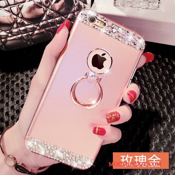 Hoesje iPhone 6/6s Plus Strass Roze Anti-fall, Hoes iPhone 6/6s Plus Luxe Ringtelefoon