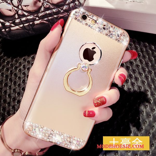 Hoesje iPhone 6/6s Plus Strass Roze Anti-fall, Hoes iPhone 6/6s Plus Luxe Ringtelefoon