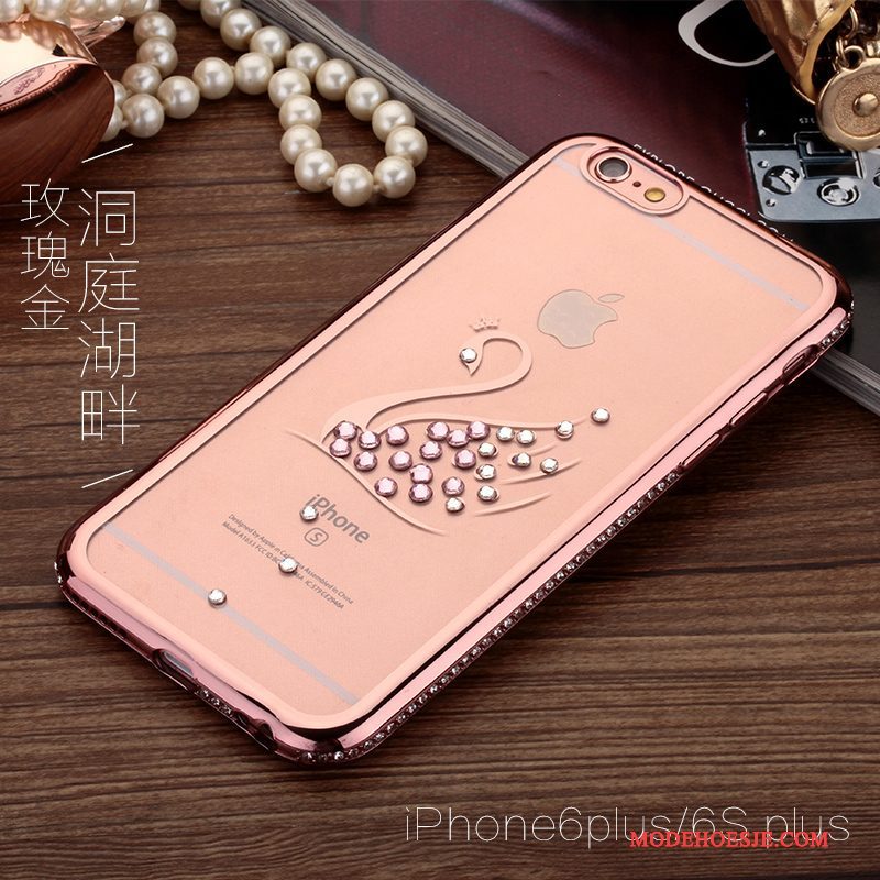 Hoesje iPhone 6/6s Plus Strass Rozetelefoon, Hoes iPhone 6/6s Plus Hanger Trend