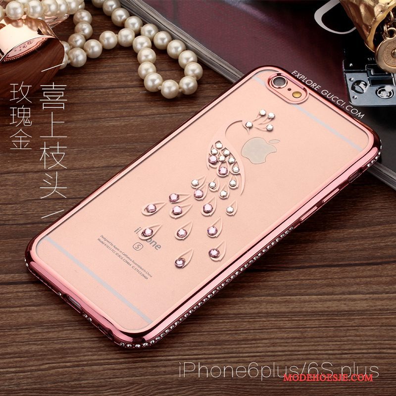 Hoesje iPhone 6/6s Plus Strass Rozetelefoon, Hoes iPhone 6/6s Plus Hanger Trend