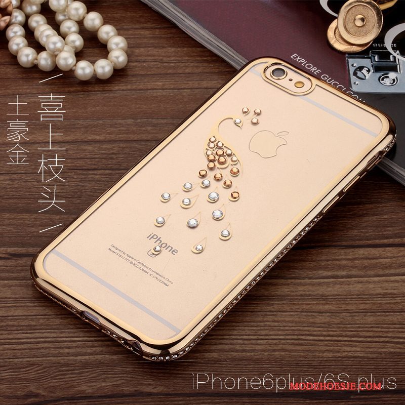 Hoesje iPhone 6/6s Plus Strass Rozetelefoon, Hoes iPhone 6/6s Plus Hanger Trend