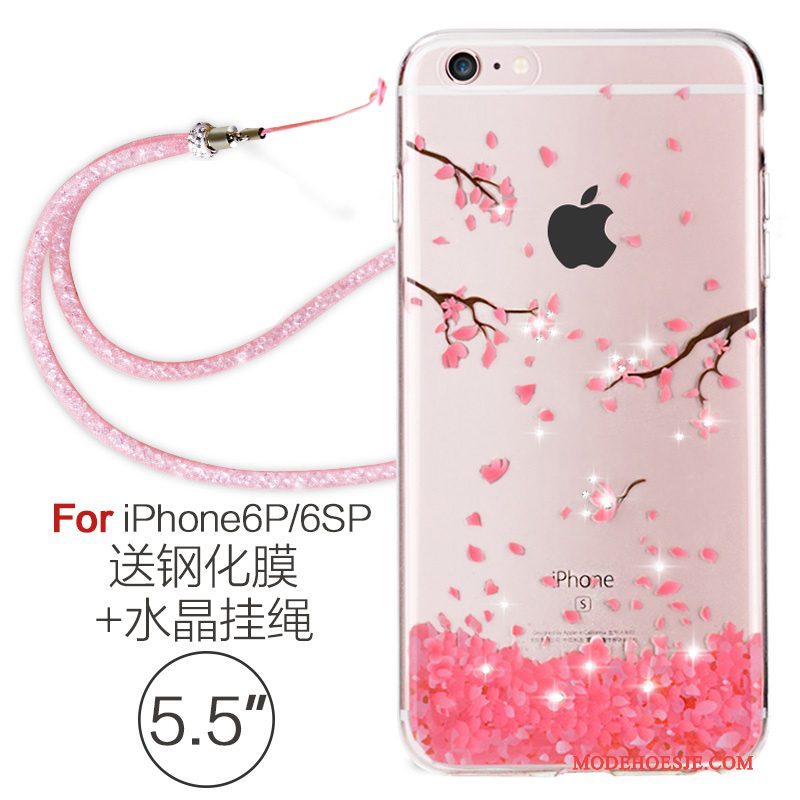 Hoesje iPhone 6/6s Plus Zacht Doorzichtig Hanger, Hoes iPhone 6/6s Plus Siliconen Roze Elegante
