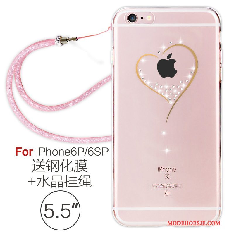 Hoesje iPhone 6/6s Plus Zacht Doorzichtig Hanger, Hoes iPhone 6/6s Plus Siliconen Roze Elegante