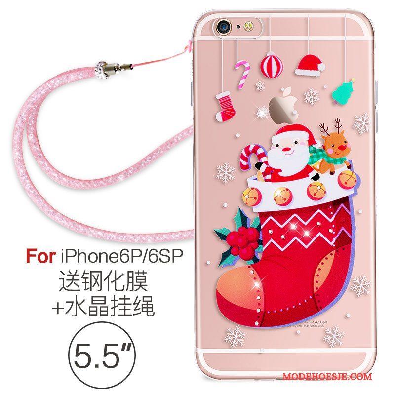 Hoesje iPhone 6/6s Plus Zacht Doorzichtig Hanger, Hoes iPhone 6/6s Plus Siliconen Roze Elegante