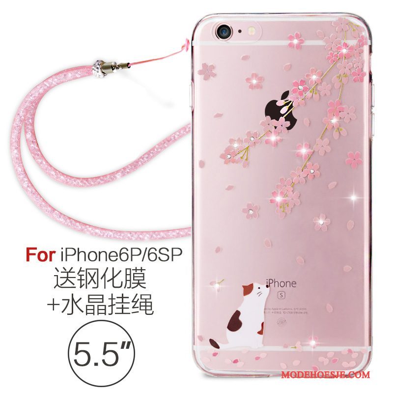 Hoesje iPhone 6/6s Plus Zacht Doorzichtig Hanger, Hoes iPhone 6/6s Plus Siliconen Roze Elegante