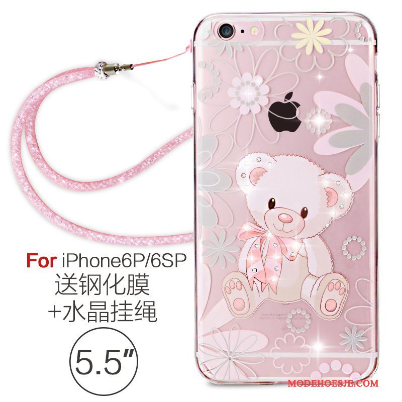 Hoesje iPhone 6/6s Plus Zacht Doorzichtig Hanger, Hoes iPhone 6/6s Plus Siliconen Roze Elegante