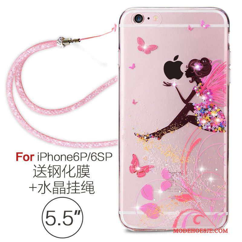 Hoesje iPhone 6/6s Plus Zacht Doorzichtig Hanger, Hoes iPhone 6/6s Plus Siliconen Roze Elegante