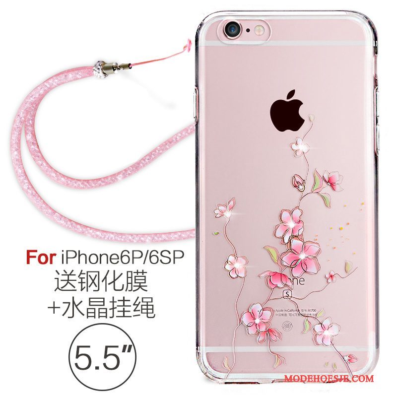 Hoesje iPhone 6/6s Plus Zacht Doorzichtig Hanger, Hoes iPhone 6/6s Plus Siliconen Roze Elegante