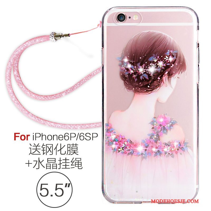 Hoesje iPhone 6/6s Plus Zacht Doorzichtig Hanger, Hoes iPhone 6/6s Plus Siliconen Roze Elegante