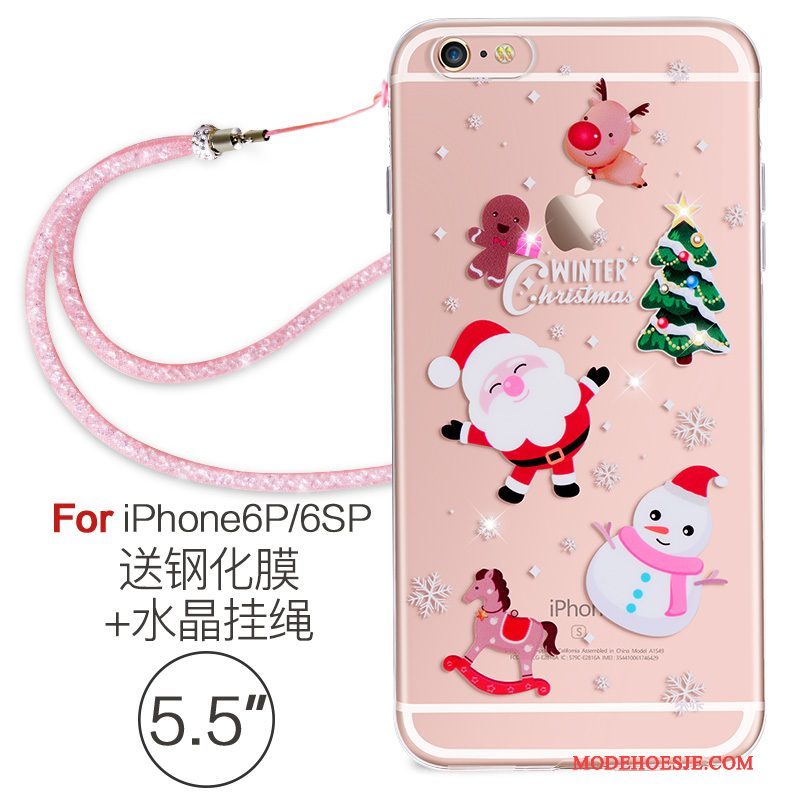Hoesje iPhone 6/6s Plus Zacht Doorzichtig Hanger, Hoes iPhone 6/6s Plus Siliconen Roze Elegante