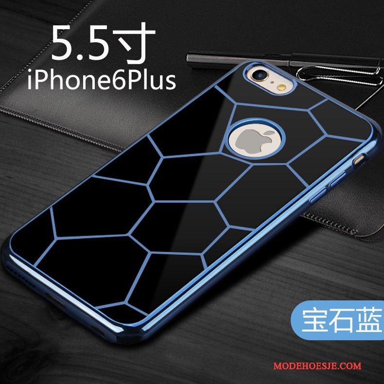 Hoesje iPhone 6/6s Plus Zacht Europatelefoon, Hoes iPhone 6/6s Plus Siliconen Zwart Blauw