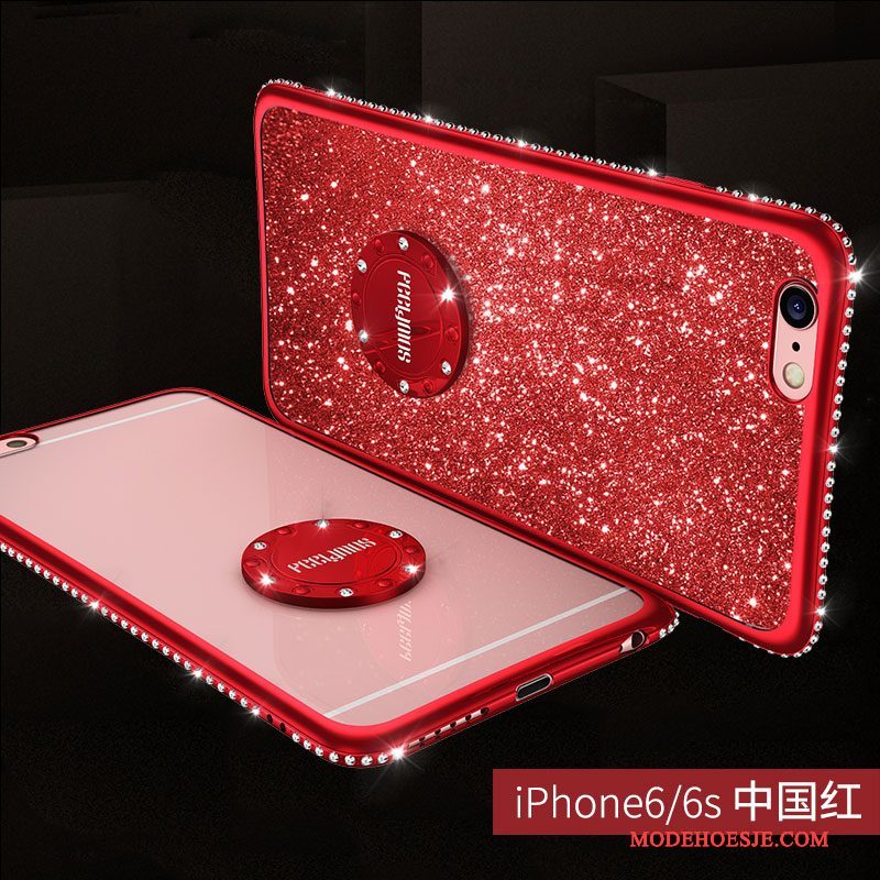 Hoesje iPhone 6/6s Plus Zacht Rood Trend, Hoes iPhone 6/6s Plus Strass Anti-falltelefoon