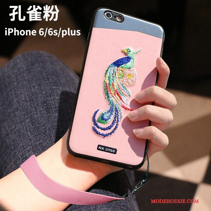 Hoesje iPhone 6/6s Plus Zacht Roze Persoonlijk, Hoes iPhone 6/6s Plus Bescherming Fluweel Trendy Merk