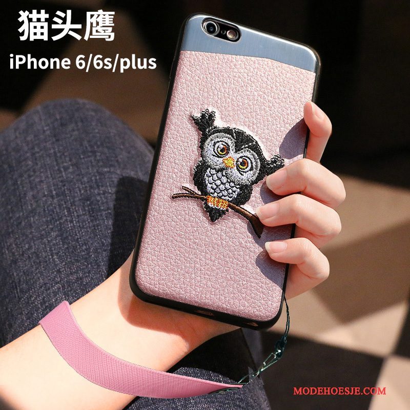 Hoesje iPhone 6/6s Plus Zacht Roze Persoonlijk, Hoes iPhone 6/6s Plus Bescherming Fluweel Trendy Merk