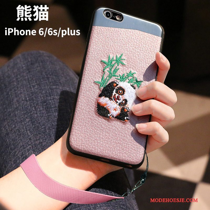 Hoesje iPhone 6/6s Plus Zacht Roze Persoonlijk, Hoes iPhone 6/6s Plus Bescherming Fluweel Trendy Merk