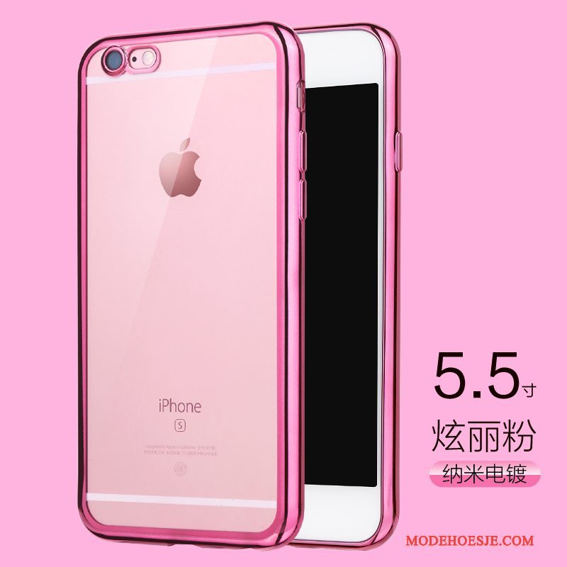 Hoesje iPhone 6/6s Plus Zacht Trend Doorzichtig, Hoes iPhone 6/6s Plus Siliconen Goud Anti-fall