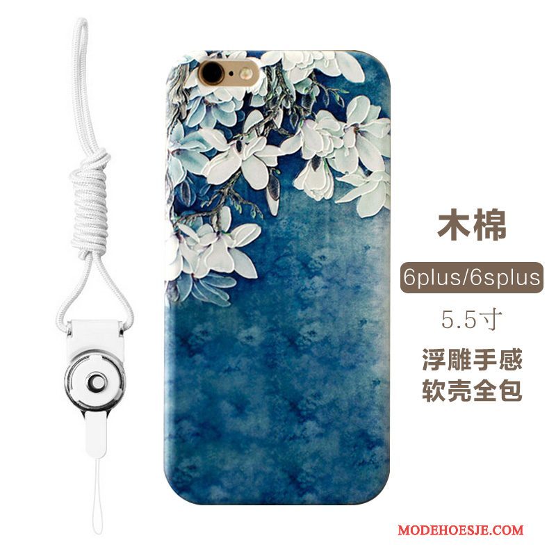 Hoesje iPhone 6/6s Plus Zacht Trendy Merktelefoon, Hoes iPhone 6/6s Plus Zakken Anti-fall Bloemen