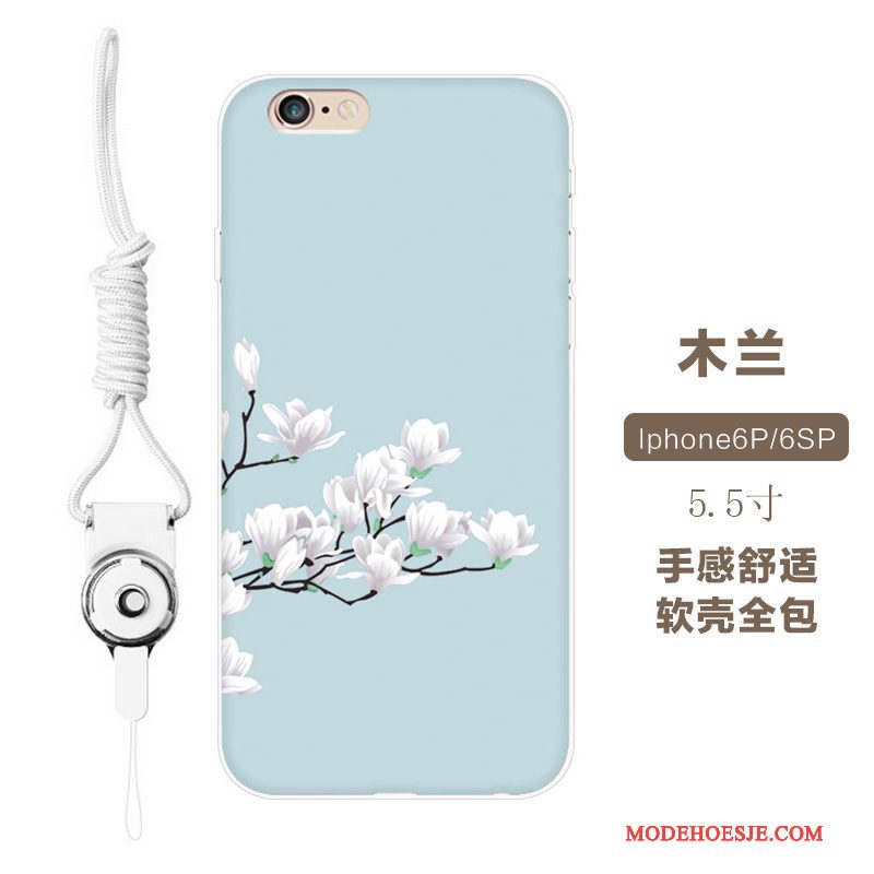 Hoesje iPhone 6/6s Plus Zacht Trendy Merktelefoon, Hoes iPhone 6/6s Plus Zakken Anti-fall Bloemen