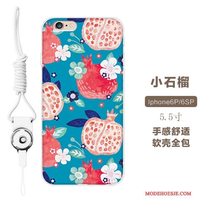 Hoesje iPhone 6/6s Plus Zacht Trendy Merktelefoon, Hoes iPhone 6/6s Plus Zakken Anti-fall Bloemen