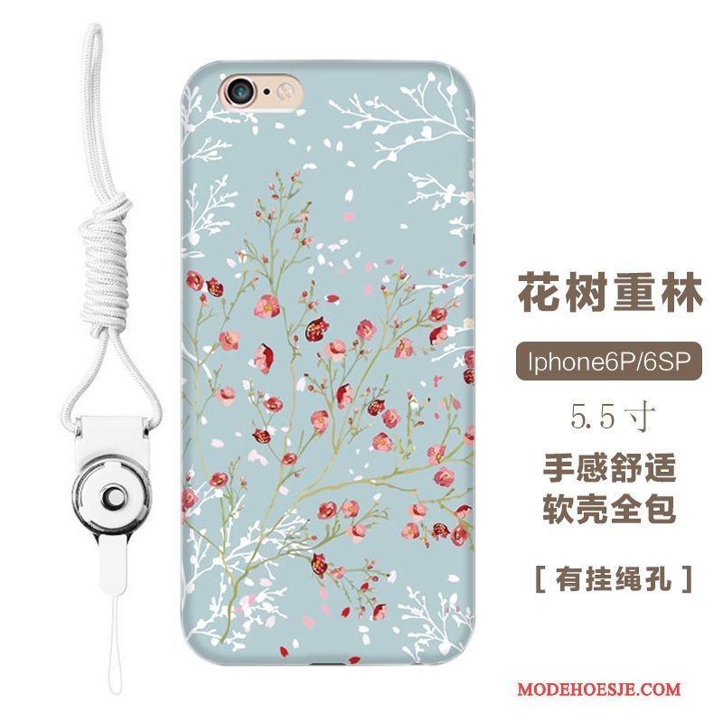 Hoesje iPhone 6/6s Plus Zacht Trendy Merktelefoon, Hoes iPhone 6/6s Plus Zakken Anti-fall Bloemen