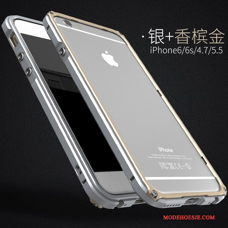 Hoesje iPhone 6/6s Plus Zakken Anti-fall Omlijsting, Hoes iPhone 6/6s Plus Bescherming Trend Zilver