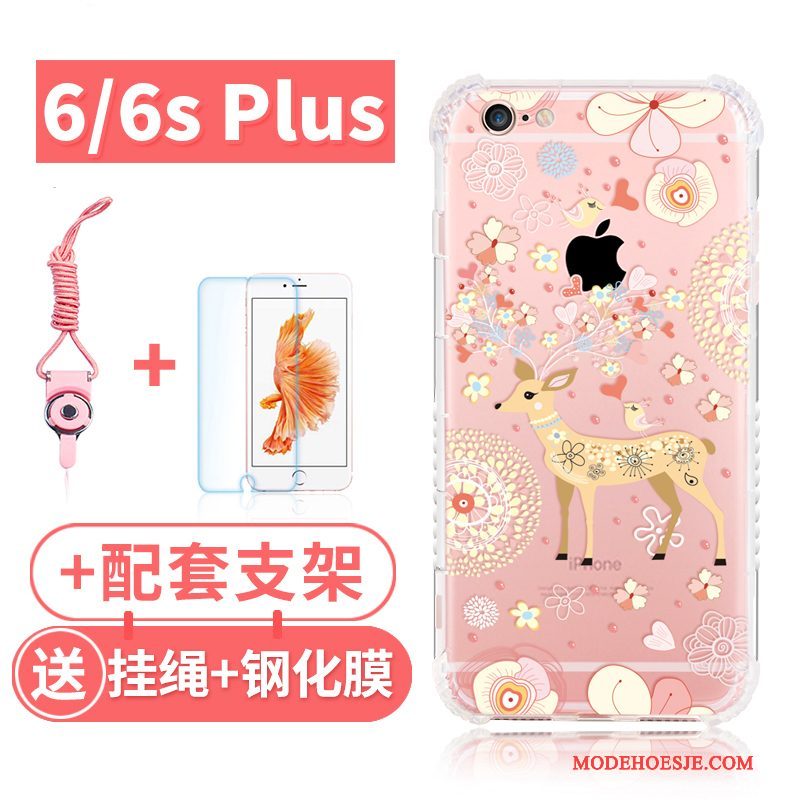 Hoesje iPhone 6/6s Plus Zakken Gasbag Anti-fall, Hoes iPhone 6/6s Plus Zacht Telefoon Roze