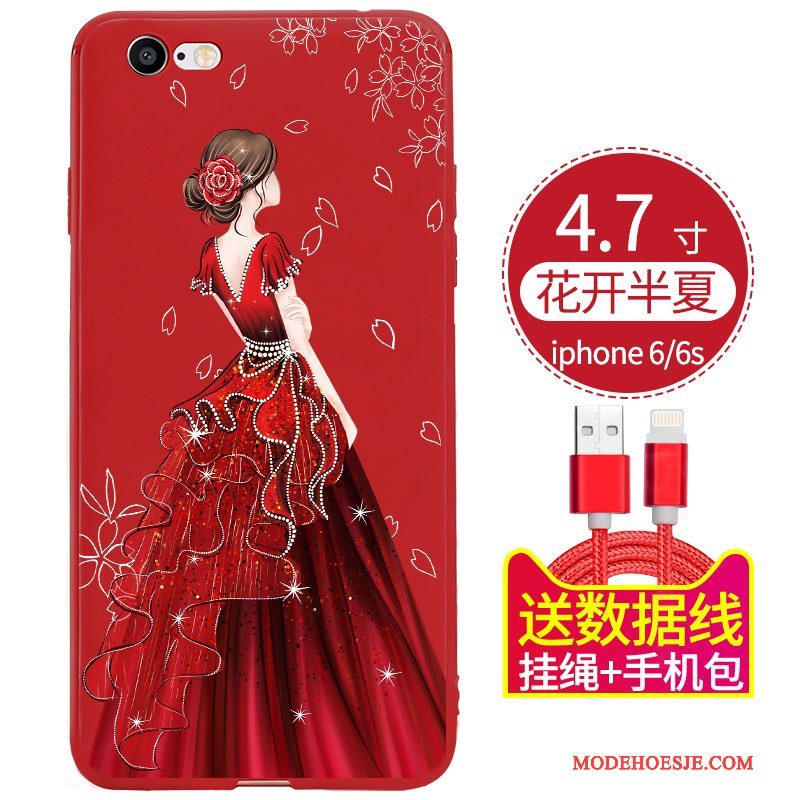 Hoesje iPhone 6/6s Plus Zakken Hanger Rood, Hoes iPhone 6/6s Plus Zacht Anti-fall Zwart