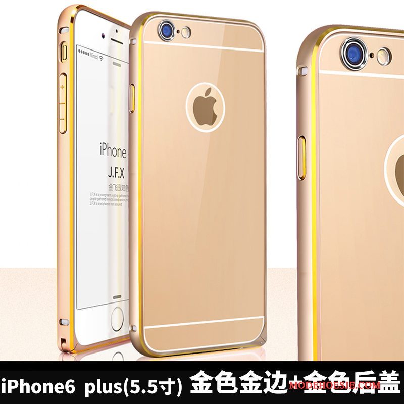 Hoesje iPhone 6/6s Plus Zakken Omlijstingtelefoon, Hoes iPhone 6/6s Plus Metaal Anti-fall Goud