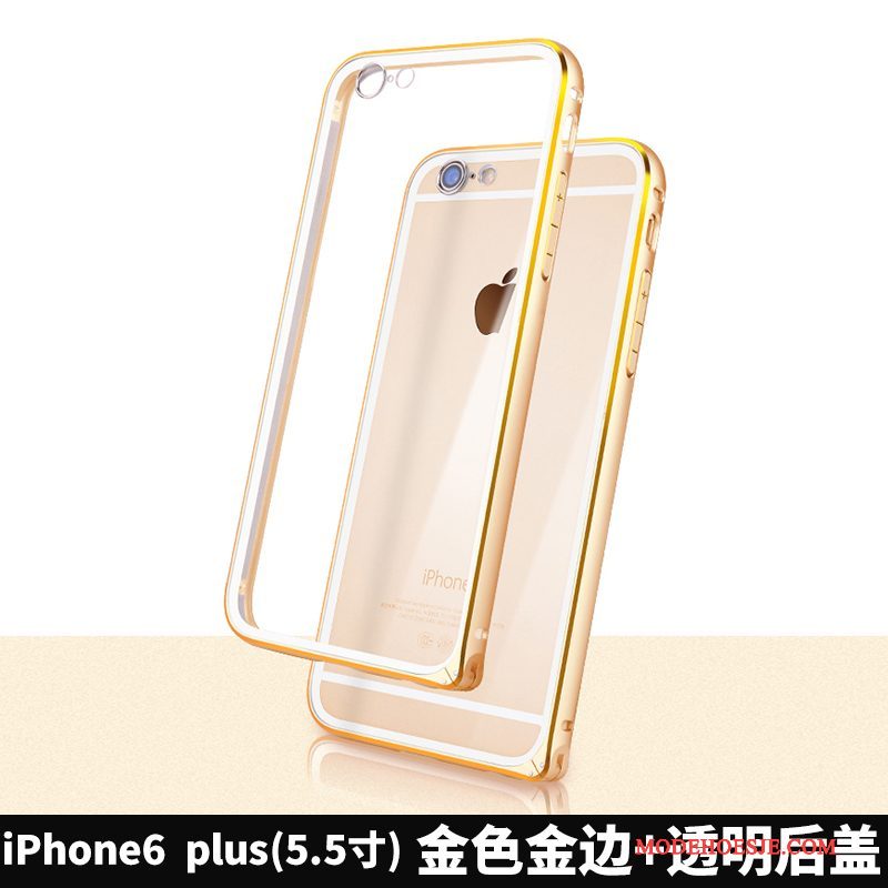 Hoesje iPhone 6/6s Plus Zakken Omlijstingtelefoon, Hoes iPhone 6/6s Plus Metaal Anti-fall Goud