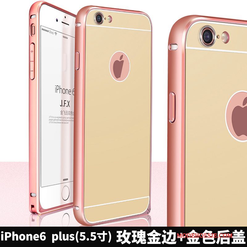 Hoesje iPhone 6/6s Plus Zakken Omlijstingtelefoon, Hoes iPhone 6/6s Plus Metaal Anti-fall Goud