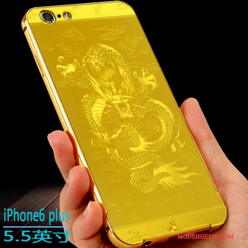 Hoesje iPhone 6/6s Plus Zakken Telefoon Omlijsting, Hoes iPhone 6/6s Plus Scheppend Goud Hard